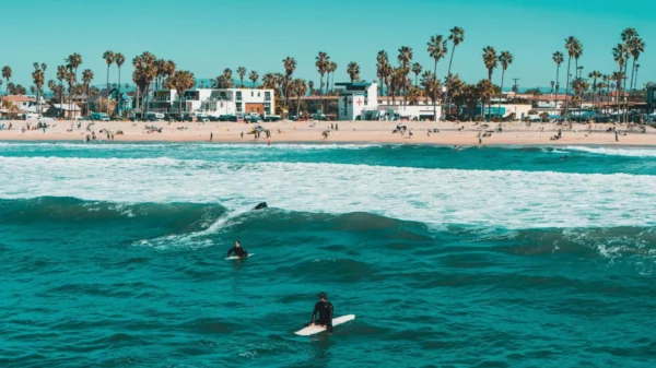 Surfer enjoying the waves at the beach in Florida